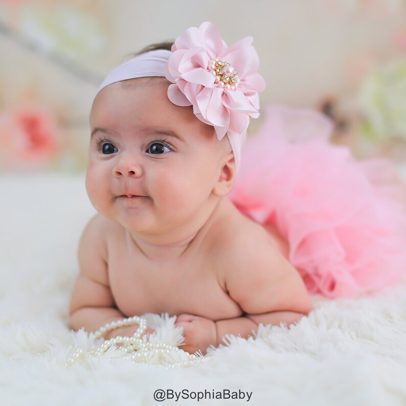 Baby Headband Headwrap Light Pink Baby Headband Baby Flower Etsy