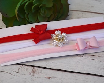 Juego de diadema pequeña para recién nacidos de 3, juego de diadema de lazo para bebés, regalo para bebés, regalo para niñas recién nacidas, juego de arcos para bebés de 3, regalo para niñas, 2157