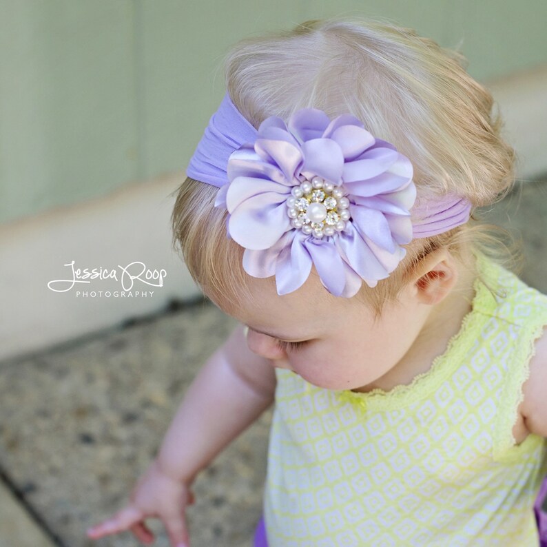Baby Headband Headwrap Lilac Lavender Flower Headband Baby Etsy