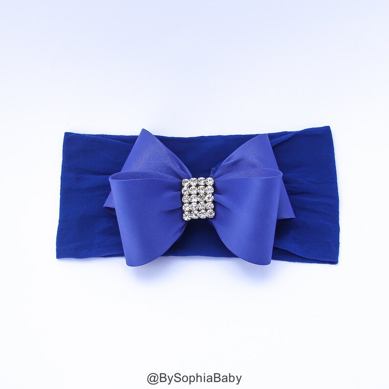 Baby Headband Headwrap Royal Blue Baby Headband Big Bow Etsy