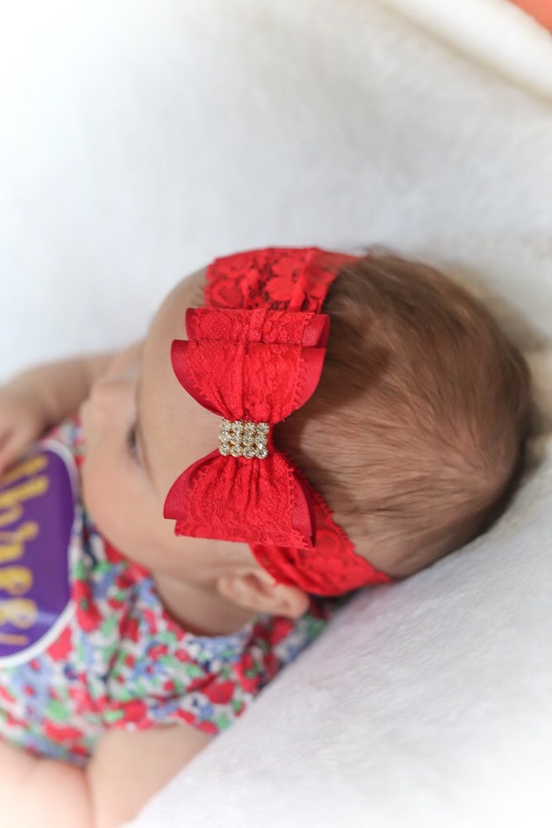 Baby Headband Red Big Bow Headband Christmas Headband Red Etsy