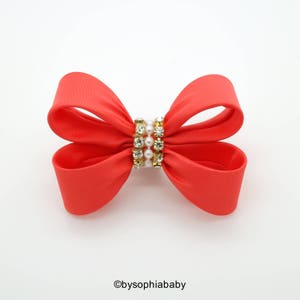 Baby Hair Clip, Coral Bow Hair Clip, Coral Hair Clip, Toddler Coral Hair Clip, Girls Bow Hair Clip, Big Bow Hair Clip, 961