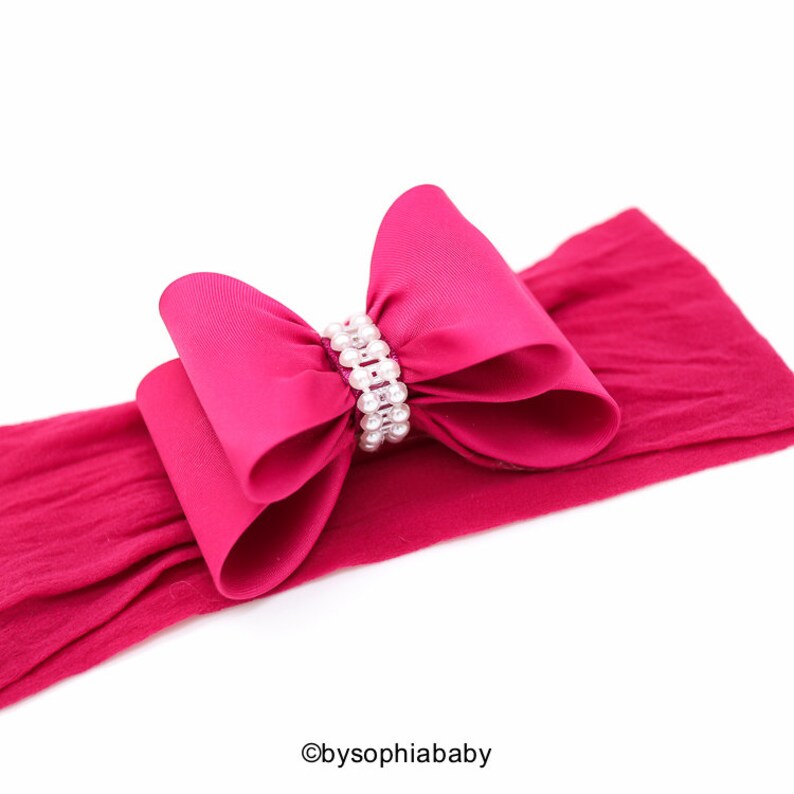 Hot Pink Bow Headband, Pink Baby Headband, Baby Big Bow Headband, Newborn Headband, Baby Headband, Nylon Headband, Pink Baby Headband, 936 image 5