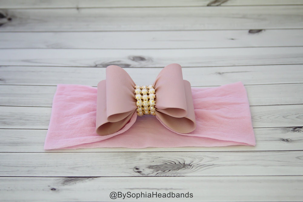 Pale Pink Bow Headband Pink Baby Headband Big Bow Headband Etsy Denmark