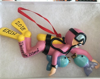 Scuba Diver Ornament Free Personalization