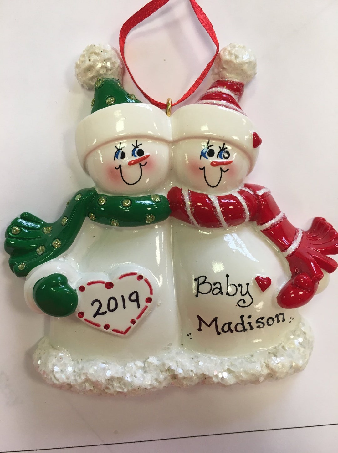 Expecting Snow Family Personalized Ornament - Etsy
