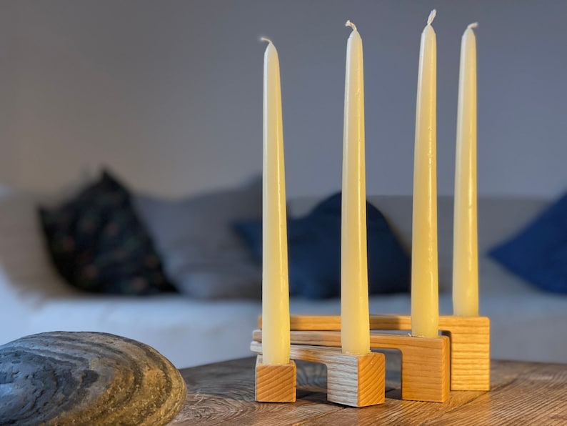 Advent Wreath Candle Holder / Wooden Candle Holder / Wooden Candelabra / Christmas Decoration / Gift For Her / Thanksgiving decor image 1