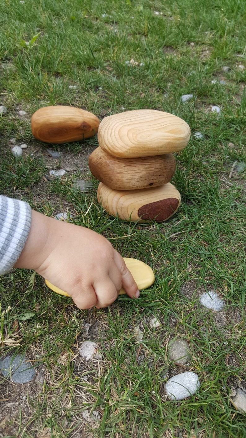 Wooden Toys / Wooden pebbles / Montessori Toys / Waldorf Toys / Stacking Toy / Sensory Toys / Open Ended Toy / Baby Treasure Basket image 5