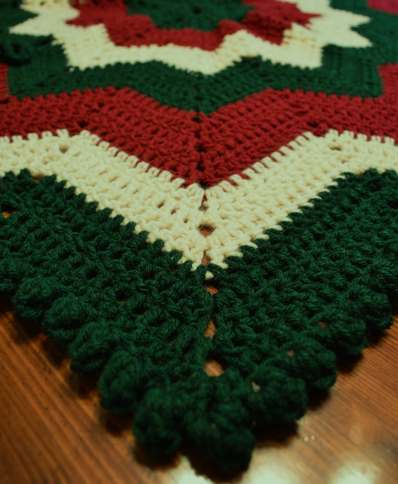 Large Victorian Crochet Christmas Tree Skirt with Bobble Edge Etsy