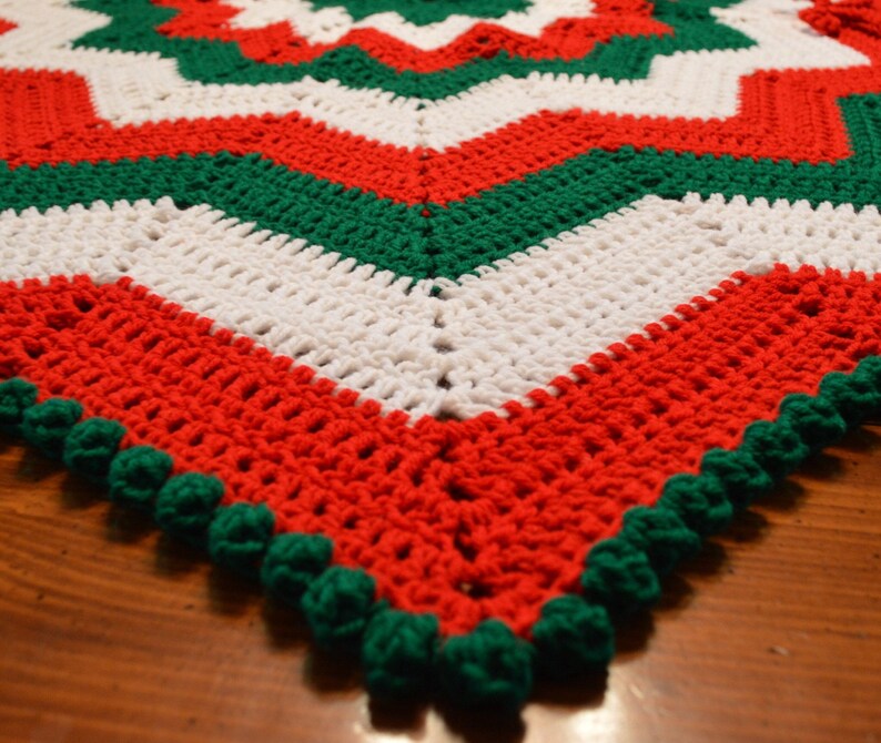 Extra Large Crochet Christmas Tree Skirt with Bobble Edge Etsy