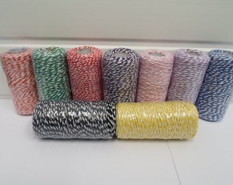 5 or 10 metres of 4mm Chunky RED SPARKLE Cotton stripy Bakers Twine Christmas