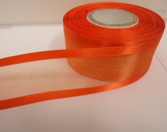 10mm 15mm 25mm 40mm 70mm Rolls, Pumpkin, Dark Orange satin edged organza ribbon, 2 or 25 metres, Double sided Trim Tape by Beautiful Ribbon