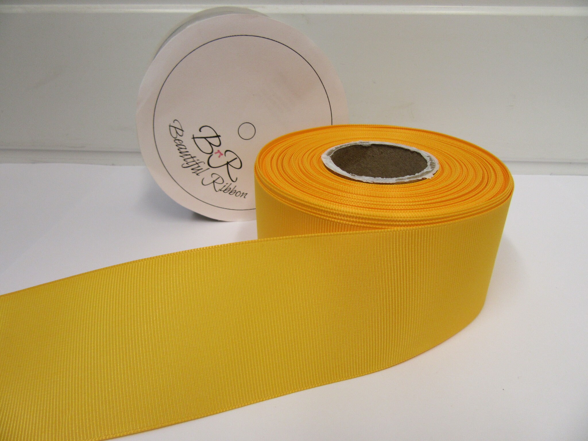 Grosgrain Ribbon 3mm 6mm 10mm 16mm 22mm 38mm 50mm Rolls Marigold Dark Yellow Ribbed Double sided Trim Tape Bows Bow by Beautiful Ribbon