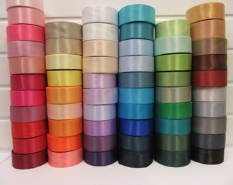 50mm Double Side Satin Ribbon, 2" 2 inch 2 metres or 25 metre Full Roll 50cm by Beautiful Ribbon