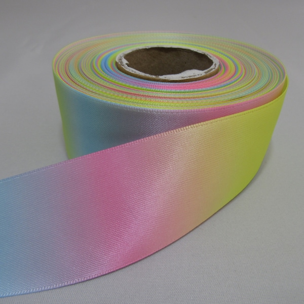3mm 10mm 15mm 25mm 38mm 50mm Light Pastel Rainbow Unicorn Print Satin Ribbon 2 or 25 metres Double Sided Foil Gradient Tape Beautiful Ribbon