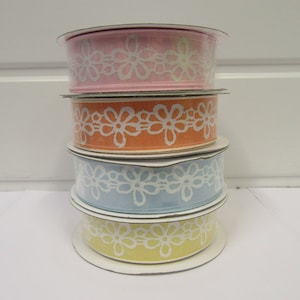 25mm Vintage Cotton Pastel Flower Print Ribbon, 2 or 20 metres Cotton Floral 25 mm 2.5cm Trim Tape by Beautiful Ribbon