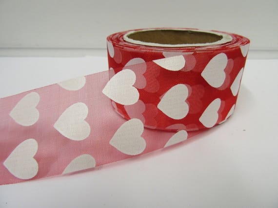 Hessian Ribbon: Love Hearts - 38mm Hessian Ribbon: Love Hearts - 38mm