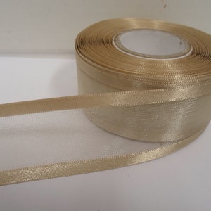 10mm 15mm 25mm 40mm 70mm Rolls, Light Gold satin edged organza ribbon, 2 or 25 metres, Double sided by Beautiful Ribbon