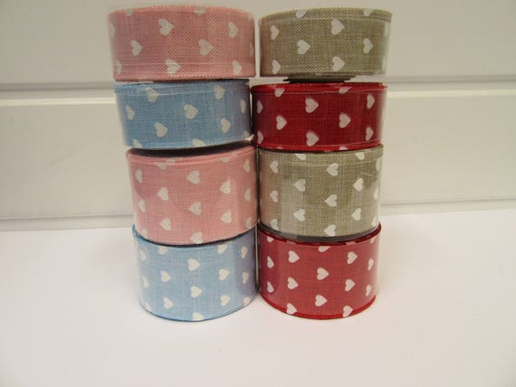 2 metres or Full Roll 25mm 38mm Vintage Hessian Large Polka Dot Ribbon 25 38