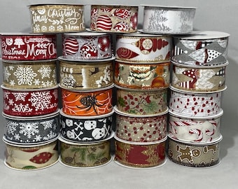 63mm 38mm Christmas Wired Hessian Ribbon, 2 metres or Full 10 metre Roll 38 mm 63mm  3.8cm 6.3cm Burlap Trim Tape by Beautiful Ribbon