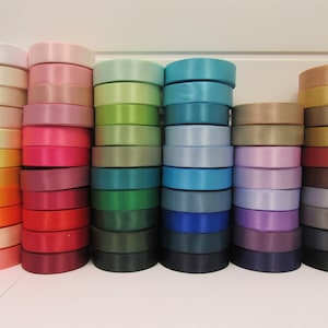 25mm Satin Ribbon, 2 metres or 25 metre Full Roll Double Sided 2.5cm Trim Tape by Beautiful Ribbon