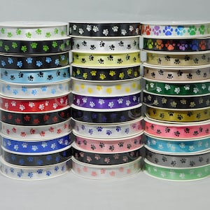15mm Pet Paw Print Satin Ribbon, 2 or 20 metres Cat Dog Prints Paws 1.5cm Trim Tape by Beautiful Ribbon