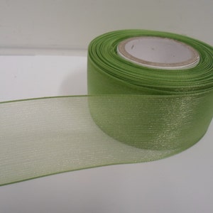 3mm 9mm 15mm 25mm 40mm Sage, light green Sheer organza ribbon, 2, 10 or 25 metre roll, Double sided Trim Tape by Beautiful Ribbon