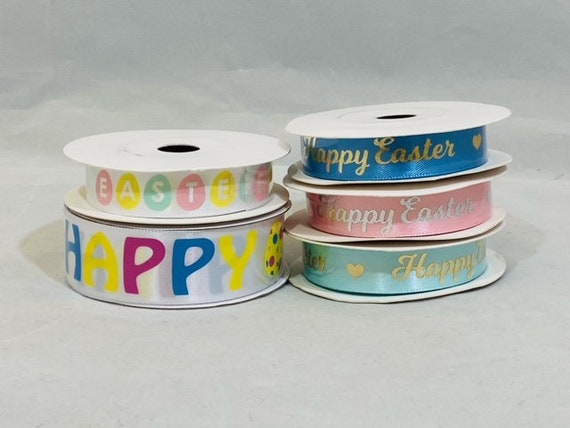 Ribbon: Happy Easter Eggs: 25mm Ribbon: Happy Easter Eggs: 25mm