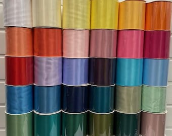 100mm Double Side Satin Ribbon, 4" 4 inch 2 metres or 25 metre Full Roll 10cm Trim Tape by Beautiful Ribbon