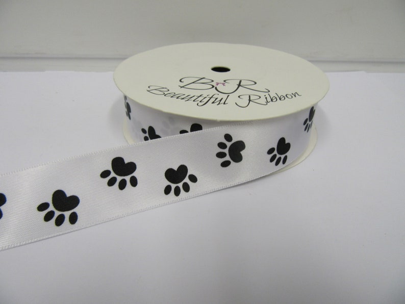 25mm Pet Paw Print Satin Ribbon 2 or 25 metres Cat Dog Prints Etsy
