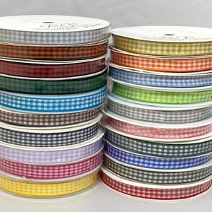 Cinta de cuadros vichy de 2 o 25 metros y 10 mm (3/8"), de doble cara, de Beautiful Ribbon.