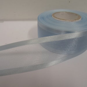 10mm 15mm 25mm 40mm 70mm Rolls, Baby Blue, Light Blue satin edged organza ribbon, 2 or 25 metres, Double sided Trim Tape by Beautiful Ribbon