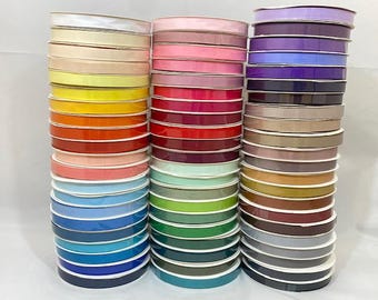 10mm 3/8" Double Side Grosgrain Ribbon, 2 metres or 20 metre Full Roll Ribbed 1cm Trim Tape by Beautiful Ribbon