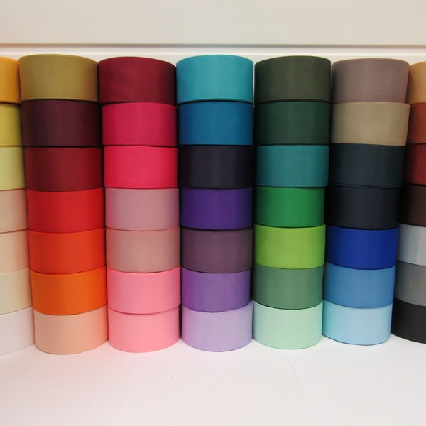 50mm Double Side Grosgrain Ribbon 2" 2 Inch 2 metres or 20 metre Full Roll 50cm Ribbed by Beautiful Ribbon