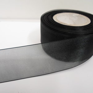 3mm 9mm 15mm 25mm 40mm Rolls, Black Sheer organza ribbon, 2, 10 or 25 metres, Double sided Trim Tape by Beautiful Ribbon
