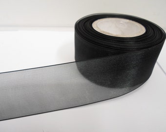 3mm 9mm 15mm 25mm 40mm Rolls, Black Sheer organza ribbon, 2, 10 or 25 metres, Double sided Trim Tape by Beautiful Ribbon