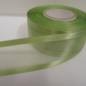 10mm 15mm 25mm 40mm 70mm Rolls, Sage, Light Green satin edged organza ribbon, 2 or 25 metres, Double sided Trim Tape by Beautiful Ribbon
