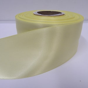 3mm 7mm 10mm 15mm 25mm 38mm 50mm Rolls, Lemon, Light Yellow Satin Ribbon, 2, 10 or 25 metres Double sided Bows Trim Tape by Beautiful Ribbon