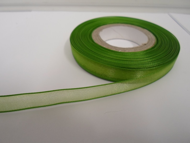 15mm Organza Ribbon Neon Green 10m Roll