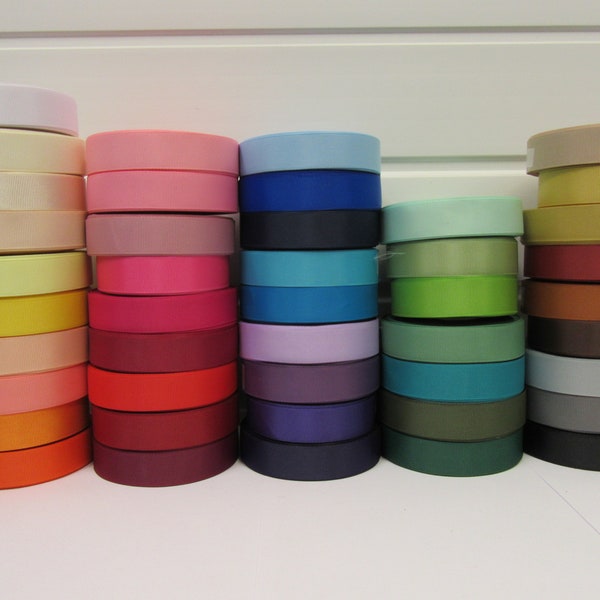 22mm Double Side Grosgrain Ribbon, 2 metres or 20 metre Full Roll Ribbed 2.2cm Trim Tape by Beautiful Ribbon