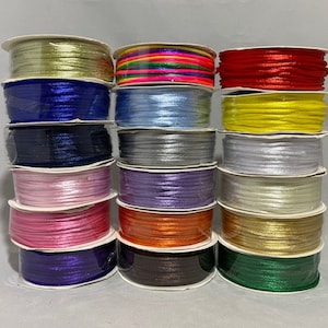 1mm 2mm Satin RATTAIL Cord 2 metres or 25 metre Full Roll Twine by Beautiful Ribbon 1 mm 2 mm Trim Tape