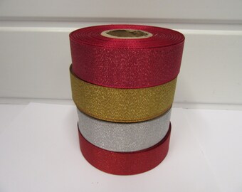 25mm Christmas Glitter Satin Ribbon, 2 or 20 metres Xmas 2.5cm Trim Tape by Beautiful Ribbon