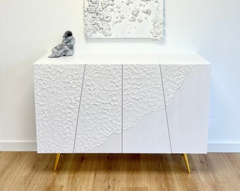 Large half textured sideboard white