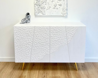 Large half textured sideboard white