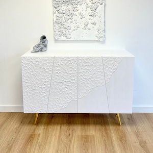 Large half textured sideboard white
