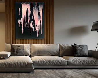 Large Textured Drip Painting: Abstract Contemporary Wall Art