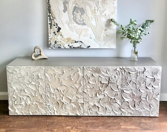 Extra Large Silver Textured Sideboard: Handmade Oak Credenza