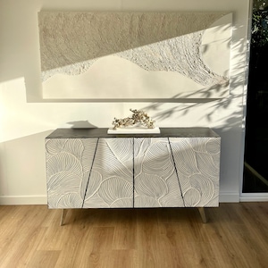 Japandi style sideboard with textured doors