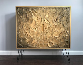 Bar cabinet in gold texture