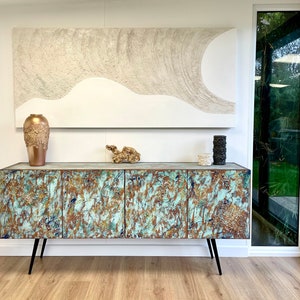 Midcentury style sideboard copper patina